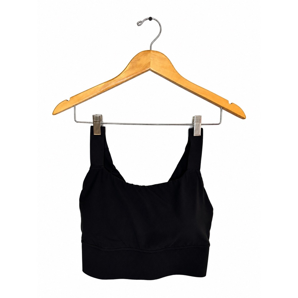 Athleta Black Longline Sports Bra Twist Back Cross Back Yoga Crop Top Size L - Picture 2 of 6